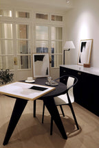 Odo print set styled in a dining room setting with modern decor