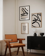 Abstract wall art set displayed together in a cohesive neutral palette
