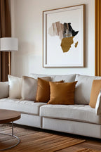 Stylised Africa wall art rendered in warm sand and neutral hues