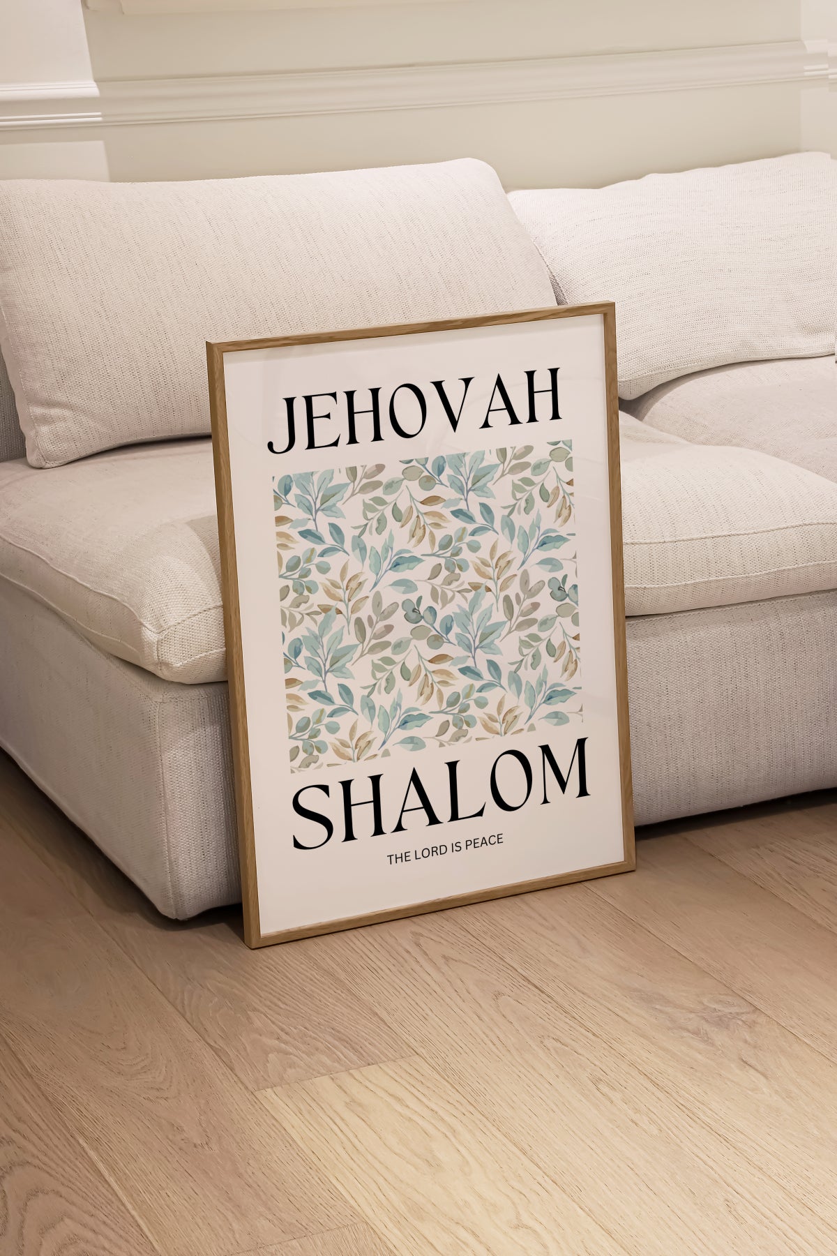 Typography wall art featuring the word Shalom displayed as a single piece