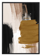 Abstract wall art featuring expressive brush strokes in warm sand tones