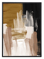 Abstract brush stroke wall art with layered sand-toned details